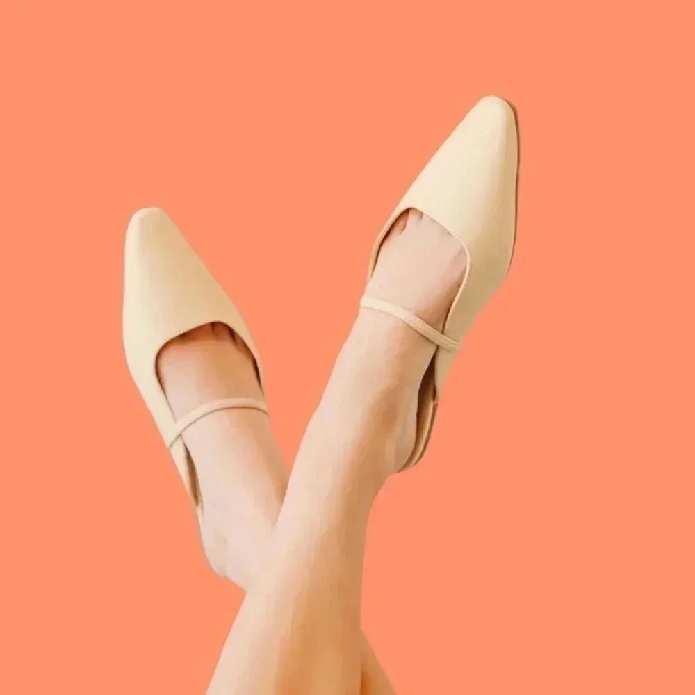 Lulus valarae naked squared-toe loafer slides 5.5 size